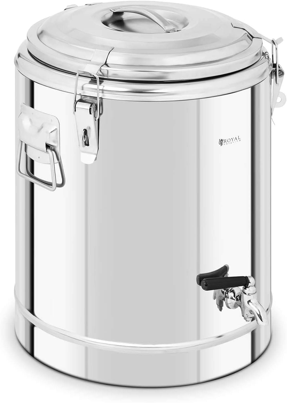 Royal Catering 22.5 L Stainless Steel Insulated Beverage Dispenser Thermos Container with Drain Tap, Thermal Storage up to 12 Hrs