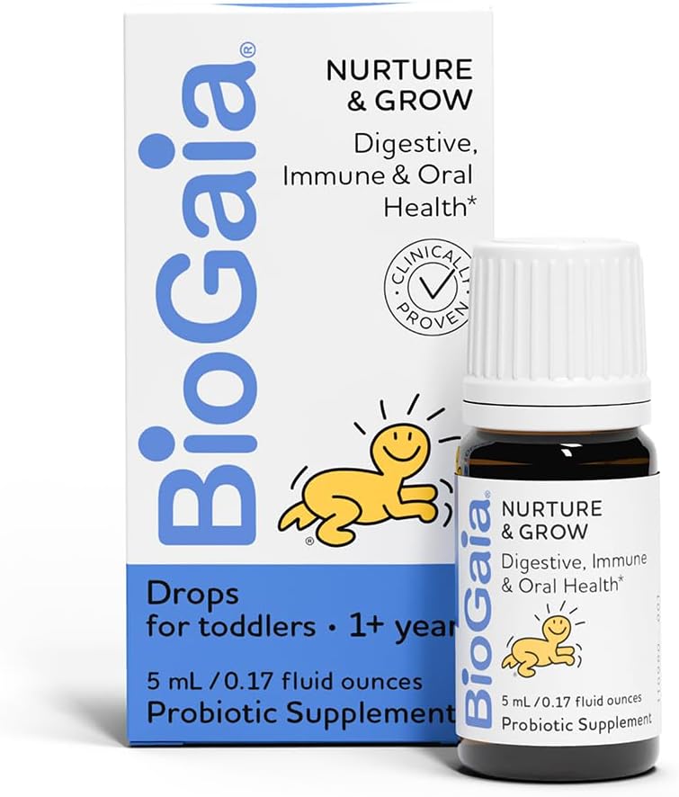 BioGaia Nurture & Grow Toddler Probiotic | Ages 1+ | Liquid Probiotic | Allergen-Free | Triple-Benefit Probiotic for Kids | Digestive Health, Immune Support & Oral Health Protection | 25-Day Supply