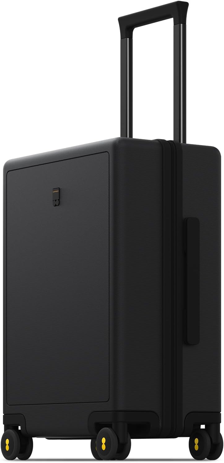 LEVEL8 Carry on Luggage Airline Approved, Small Carry-on Suitcases with Wheels, Lightweight Hardside Luminous Textured with Spinner Wheel, Tsa Lock, 18 Inch, Black