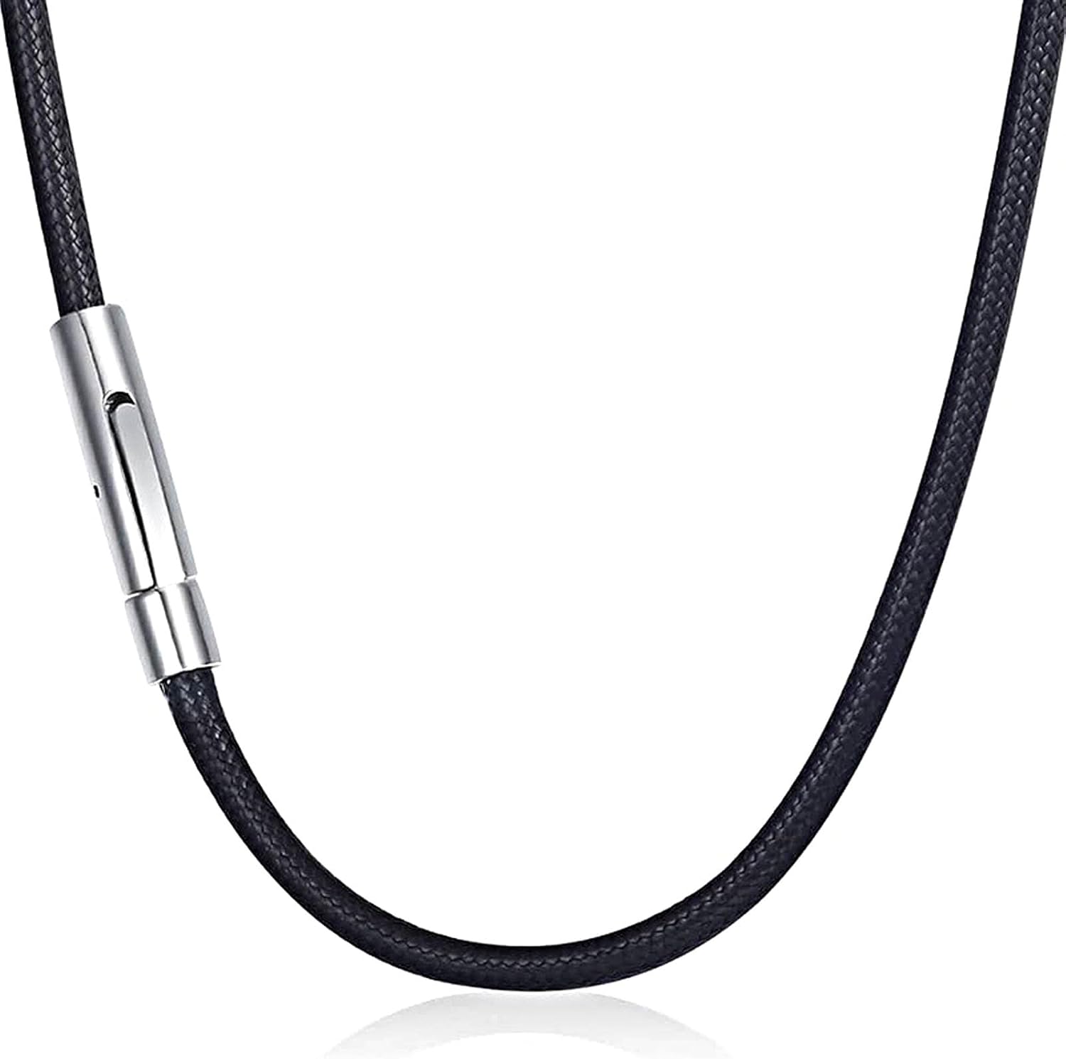 HLMYER Leather Necklace, Braided Rope Cord with Clasp, 3mm Width Black Cord for Men & Women, Perfect for (51CM)