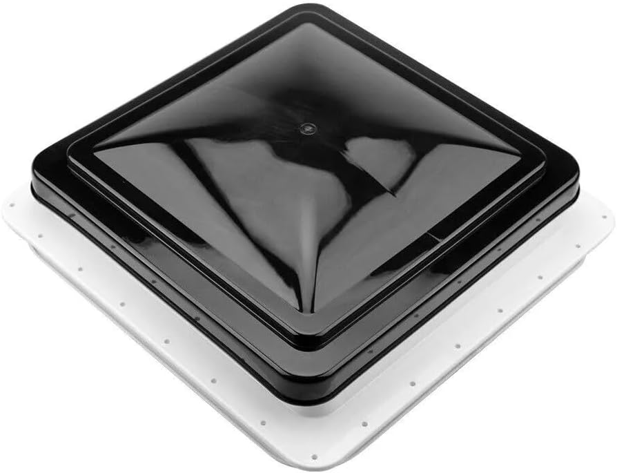 Shield Autocare 420mm x 420mm Campervan Skylight Roof Vent with Built In 12v Fan & Integrated Fly Net Blind for Camper Van Conversion RV Motorhome Caravan Horsebox (Black)