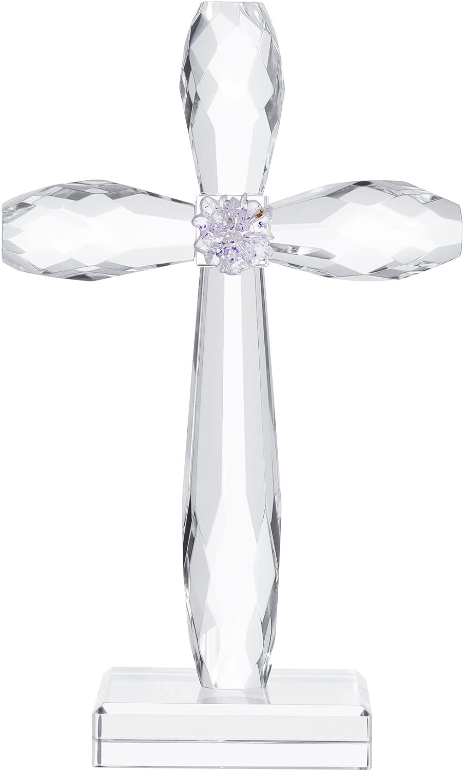 YWHL Crystal Standing Cross Decor, Religious Gifts for Women Men, Handmade Glass Holy Cross Collectible Figurines for Home Decoration, Easter Christmas Decoration for Pary
