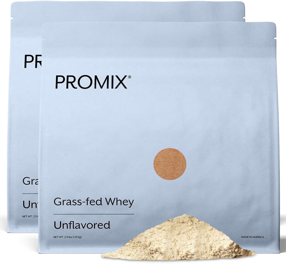 ProMix Nutrition Whey Protein Powder, Unflavored - Grass-Fed - Post Workout Fitness & Nutrition Shakes, Smoothies, Baking & Cooking Recipes - Gluten-Free & Keto-Friendly - 5 Pound (Pack of 2)