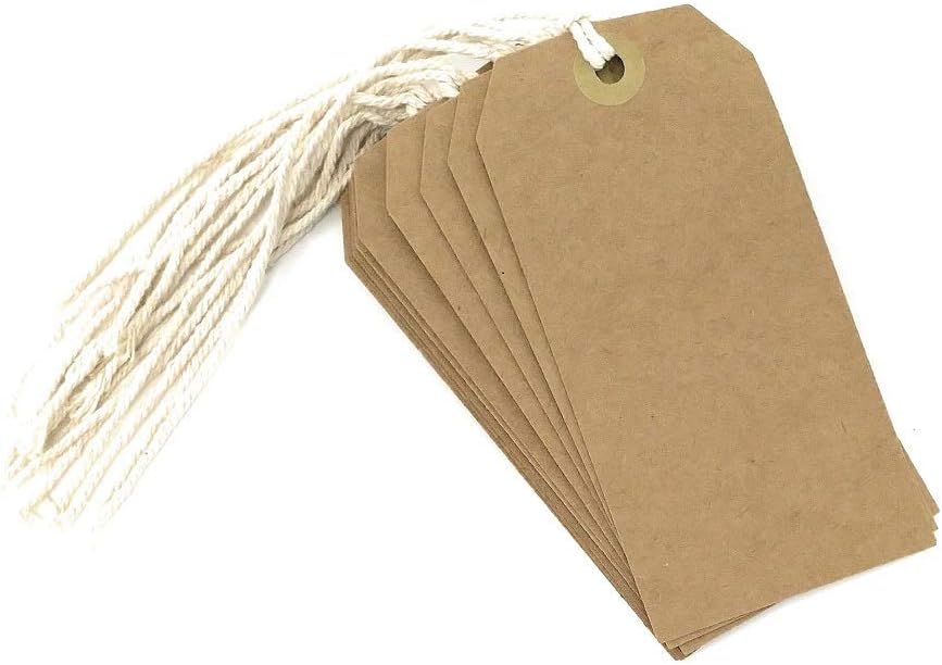 County Large Tie On Luggage/Storage Card Tags with String - Brown Card - Pack of 10 Tags - Size 120Mm X 60Mm, B014OYIHWA_1_SML