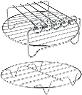 Air Fryer Rack XL Air Fryer Accessories Set Of 2, Double Layer Rack with Skewer, Stackable Metal Holder