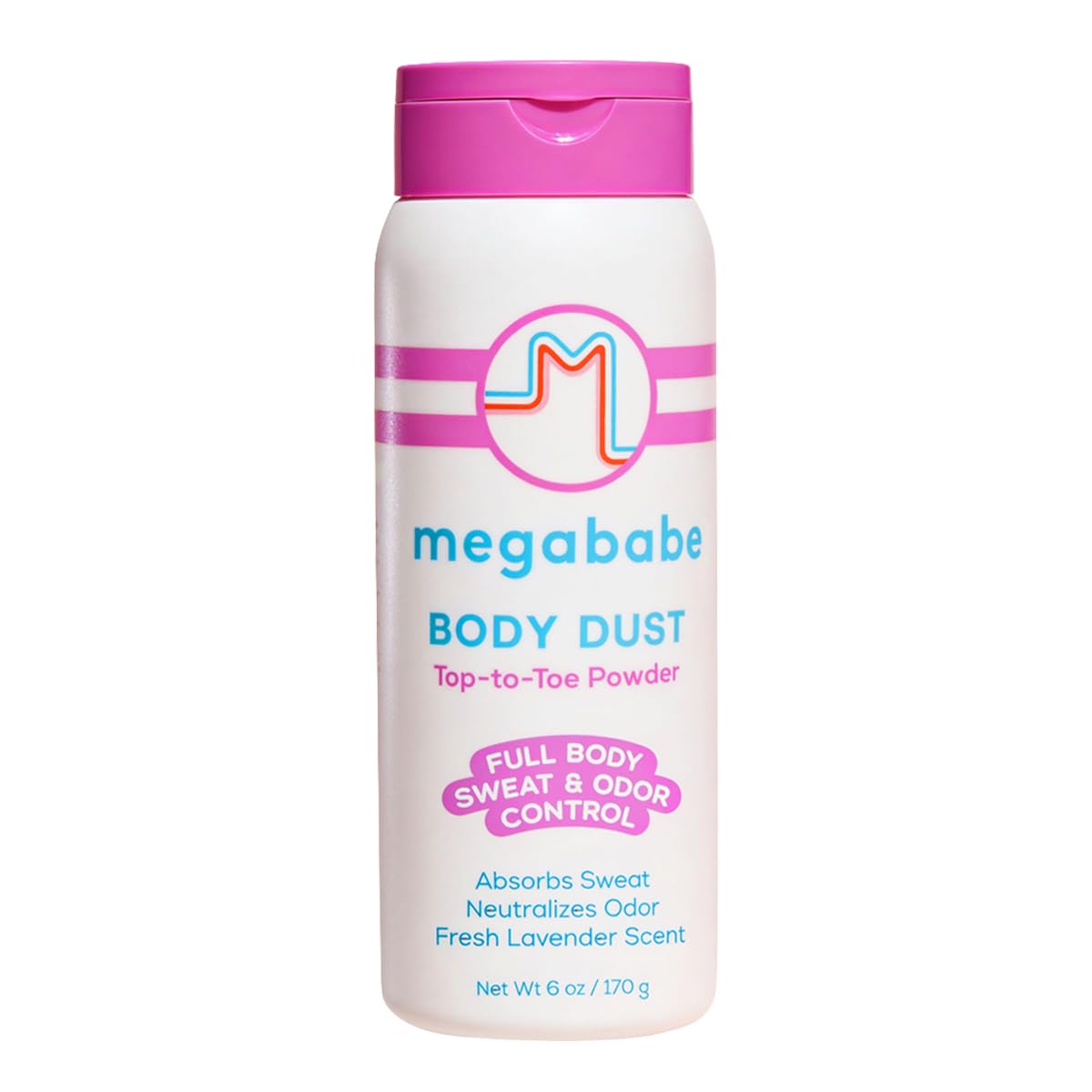 Megababe Body Dust, Talc-Free, Sweat Absorbing Powder, Lavender Scent, 6 oz
