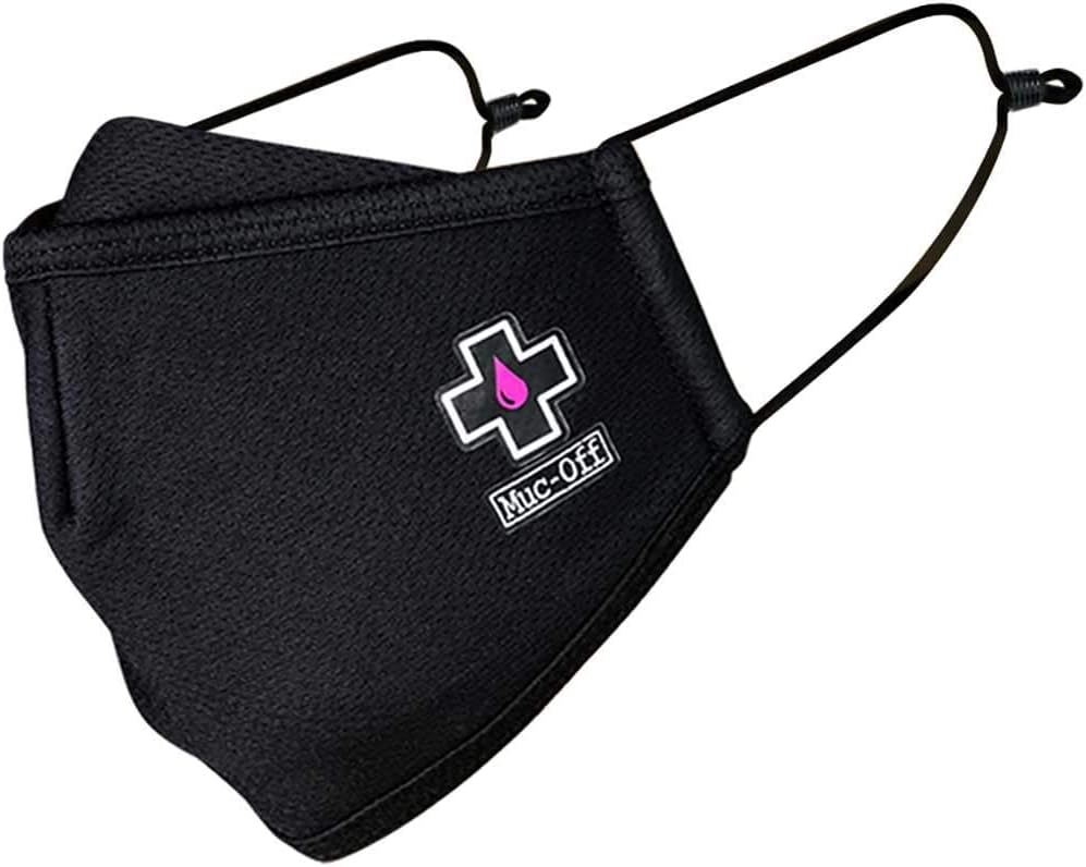 Muc-Off Black Face Mask, Large - Reusable Face Mask with Filter, Washable Face Covering - Adjustable Cotton Mask for Men and Women