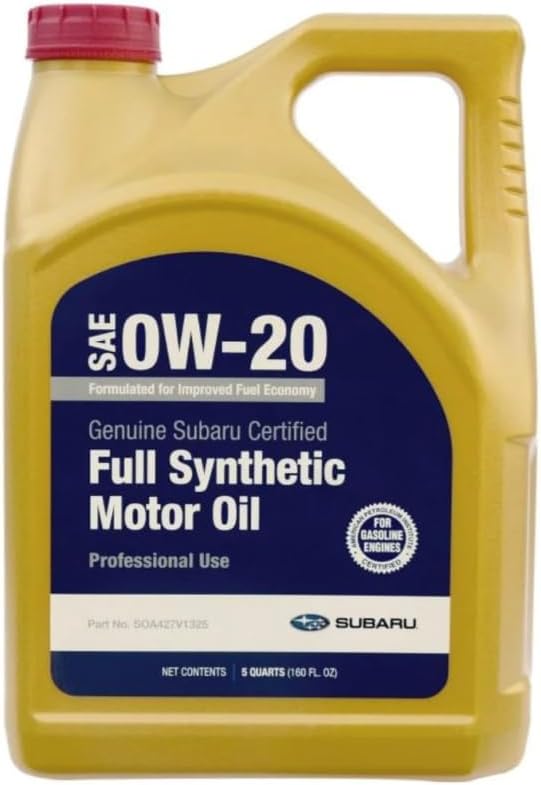 Subaru Synthetic Motor Oil SAE 0W-20 5 Quart Container SOA427V1325 Oem Genuine