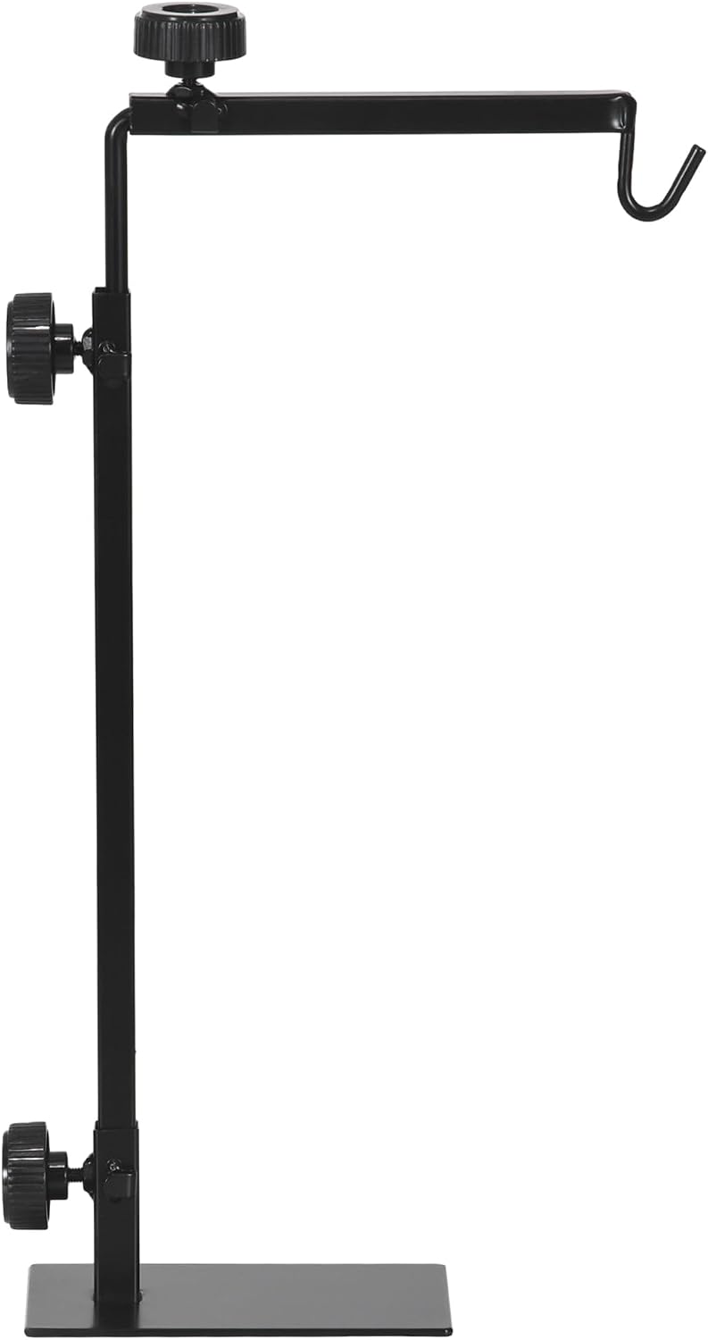 PawHut Reptile Lamp Stand Adjustable Height & Width for Terrariums Black | Heat Lamp, for Reptile Amphibian Terrariums, Light Stand, Hook Hanging Steel Base