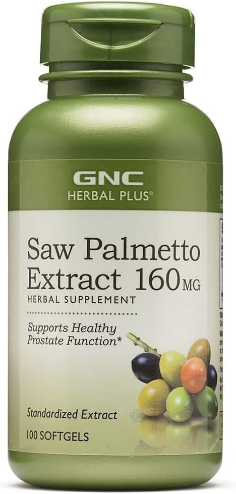 GNC Herbal Saw Palmetto Extract 160mg Supplement, Supports Healthy Prostate Function, 100 Servings