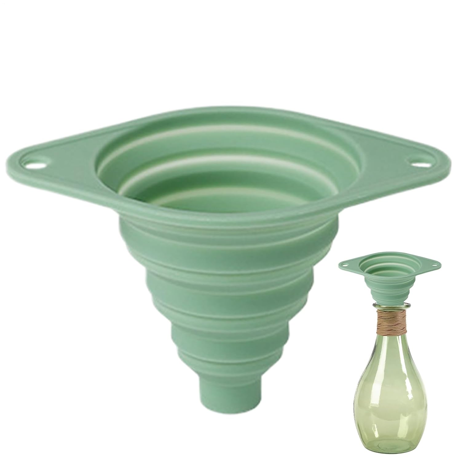 Silicone Funnel, Colla-psible Funnel, Durability Kitchen Large Wide Mouth, Silicone Funnels for Kitchen Use Filling Bottles, Daily Cooking, and Water Or Powder Transfer, Fold Flat for Space Saving