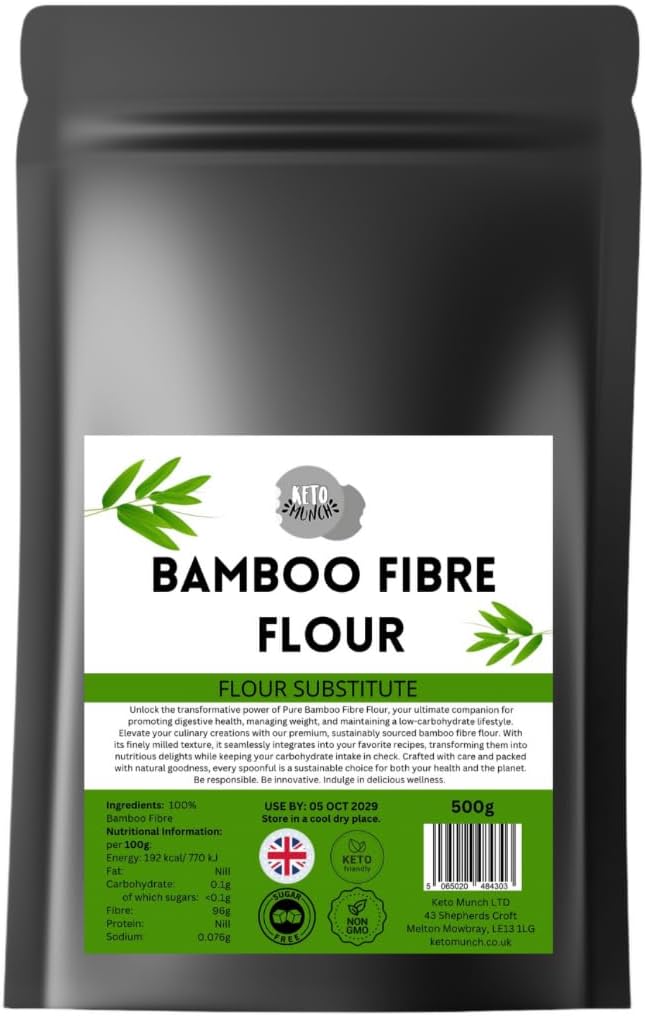 Keto Munch Bamboo Fibre Flour I Keto Low Carb Flour Substitute I Great for Keto Low Carb Baking & Cooking I Zero Sugar