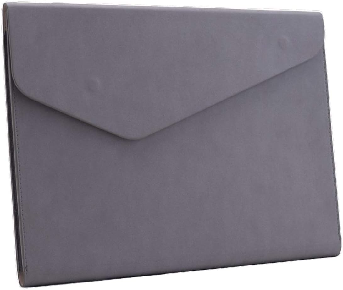 PU Leather A4 File Folder Document Holder Waterproof Portfolio Envelope Folder Case with Invisible Magnetic Closure Gray