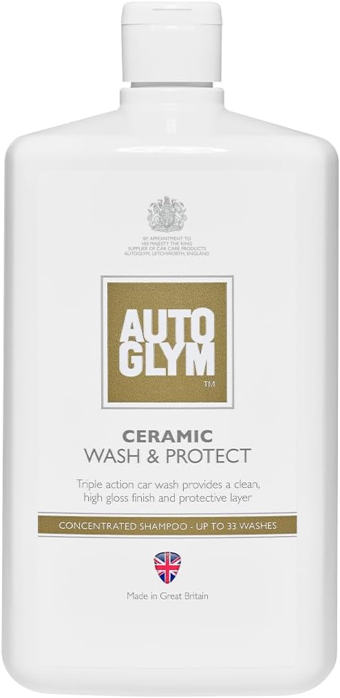 Autoglym Ceramic Wash and Protect, 1 Litre – Triple Action Ceramic Car Shampoo, pH Neutral, Up to 33 Washes - Concentrated Car Wash Shampoo, Wax Safe for Ceramic Coating, Water Repellent Protection