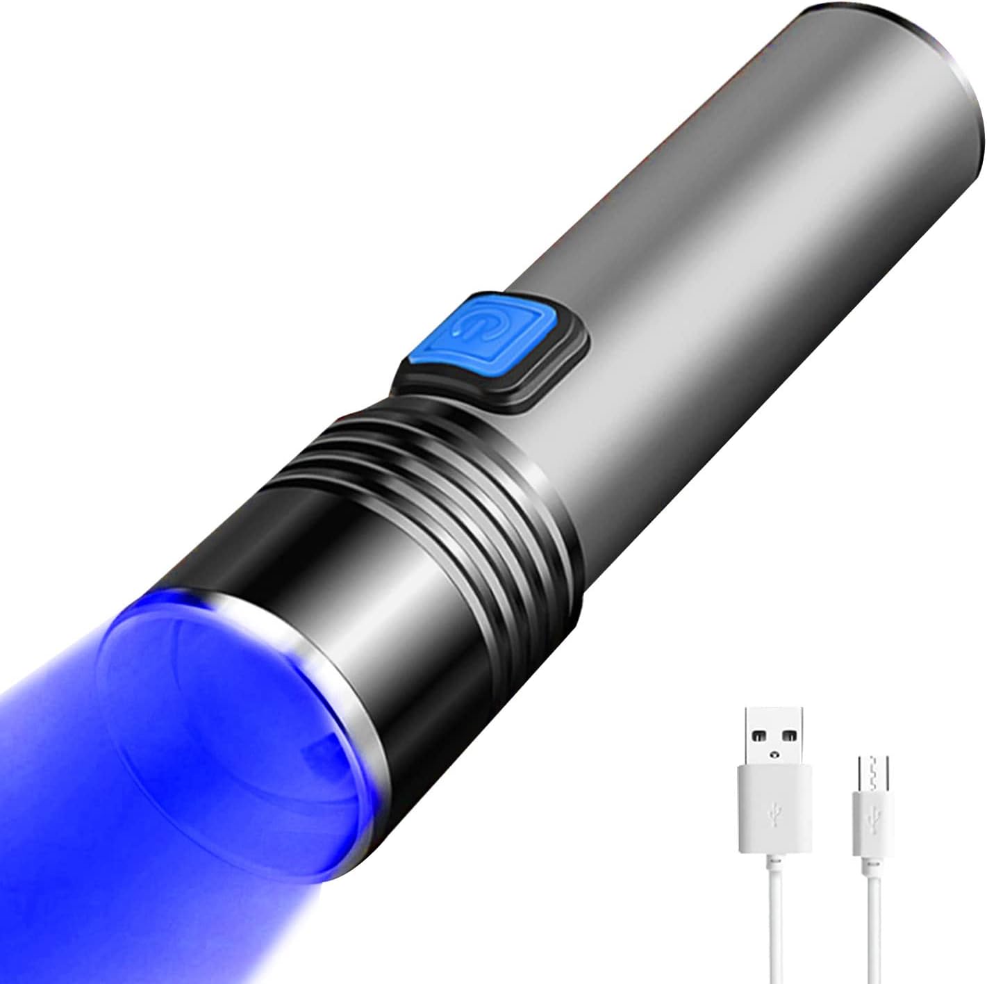 YZYOE Rechargeable Blue Light Flashlight Hunting Flashlights, Blood Tracking Light Hunting, 3 Modes, Zoomable Small LED Tactical Flashlight Coyote Light Fishing Night Vision Flashlight.