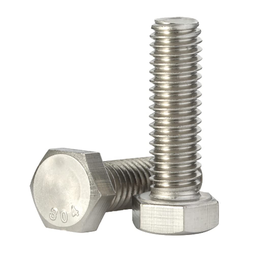 5/16-18 x 1-1/4" (1/2" to 6" Available) Hex Head Cap Screw Bolts, External Hex Drive, Stainless Steel 18-8 (304), Full Thread, 25 PCS