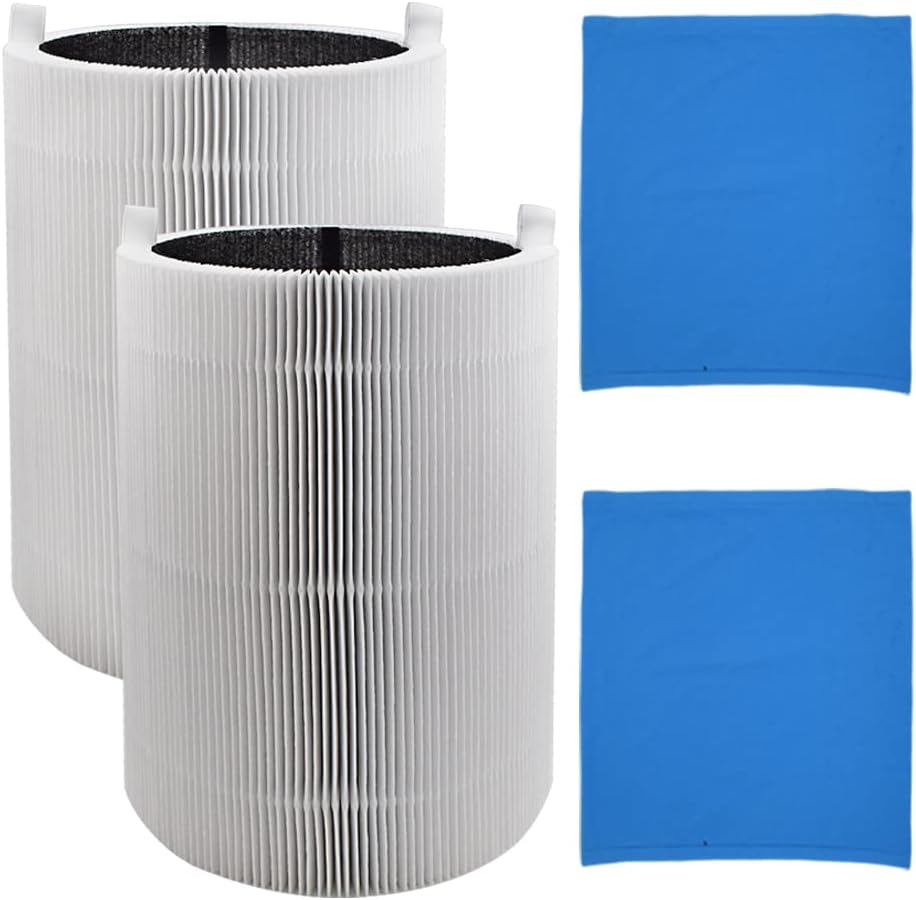 2-pcs Replacement Carbon HEPA Filters & 2-pcs Fabric Pre-Filter for Blueair Blue Pure 411 / Blue 3210 / Joy S Air Purifiers