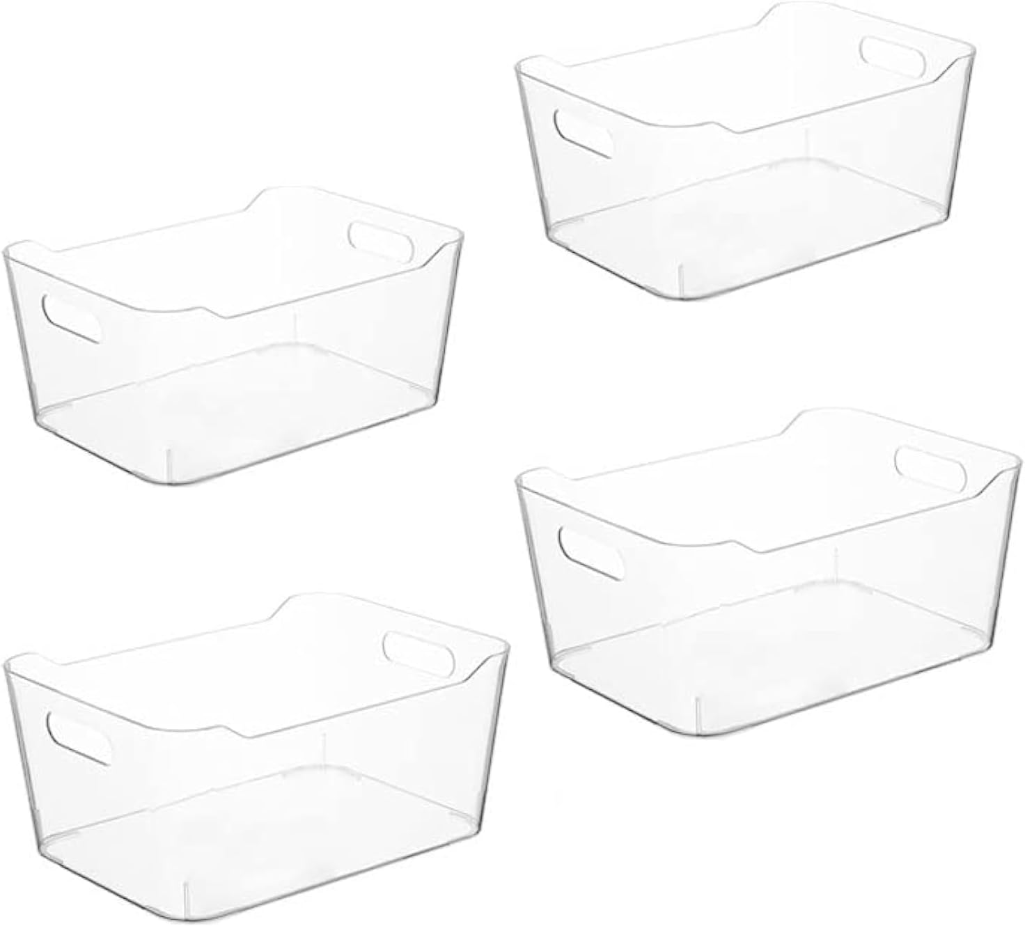 Grace Store 4PCS Storage Organisers Clear Plastic Bathroom Organiser Versatile Kitchen Organiser Tray for Desk, Makeup , Kitchen Pantry Cabinet