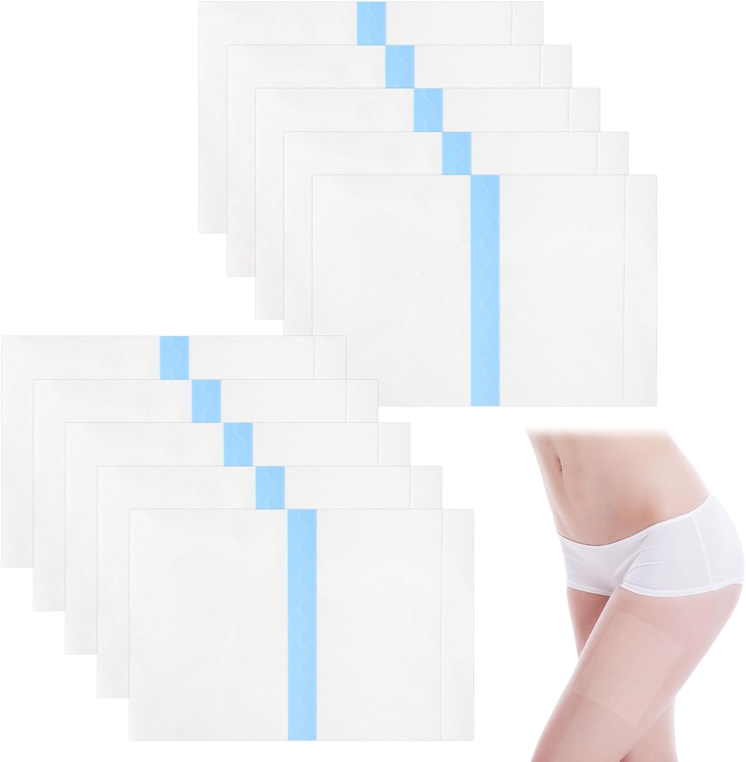 Lyreh 10pcs Skin Lift Patches Legs, PU Invisible Glow Patches Insta Legs Bandelettes Anti Chafing Thigh Band Practical Transparent Adhesive Body Tapes Suitable for Women Skin Lifting & Firming