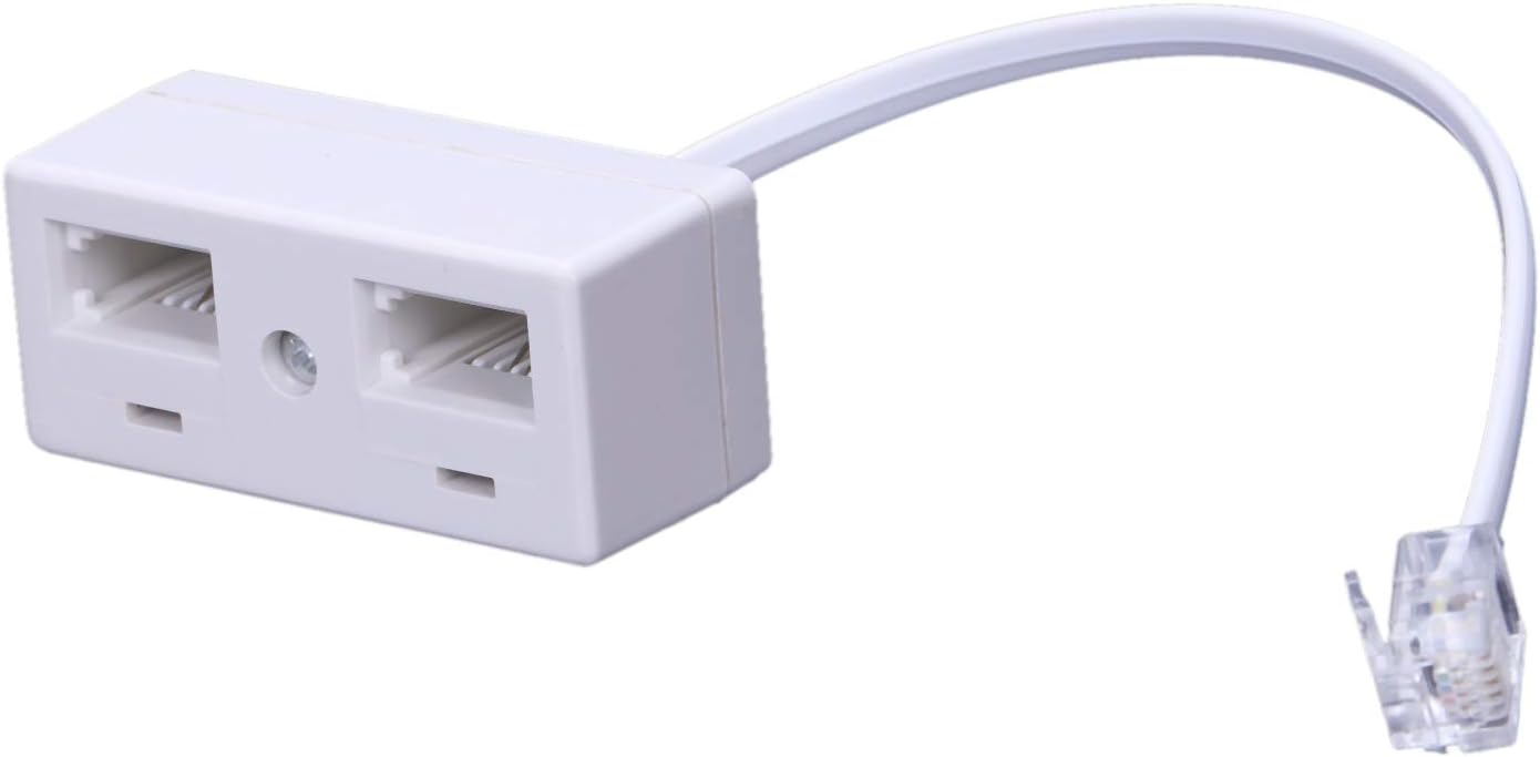 Quystetes RJ11 Plug to Dual UK BT Telephone Socket Convertor