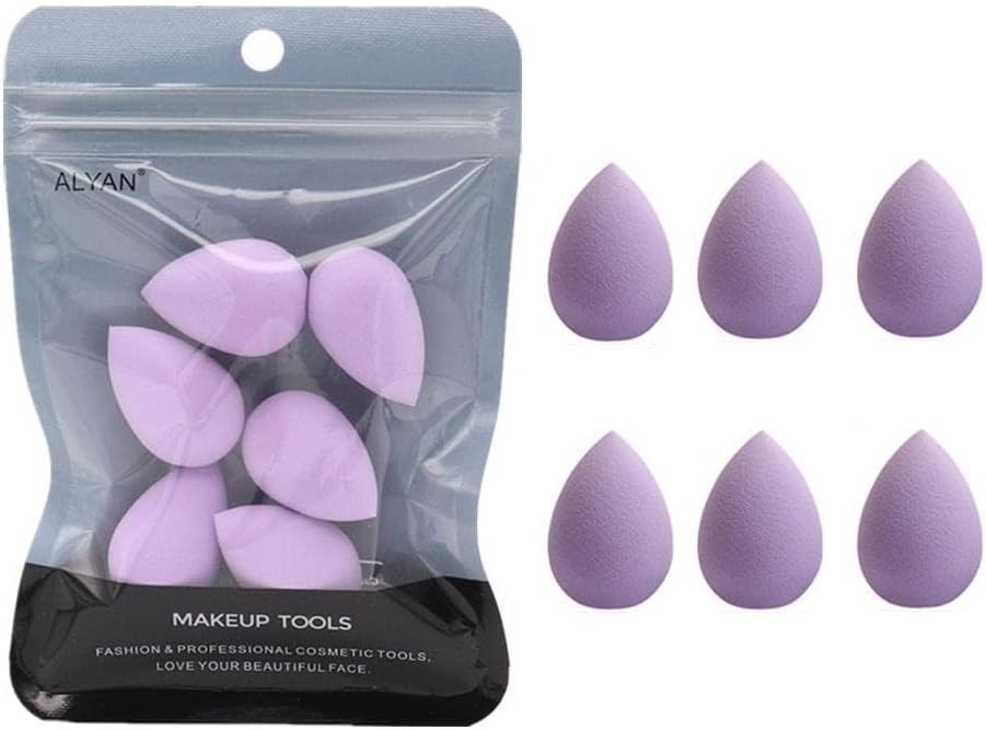 6Pcs Purple Mini Makeup Sponge Small Beauty Sponge Blender Set for Foundation, Powder, Concealer Highlight,and Eye Shadow, Makeup Blenders and Sponges,Face