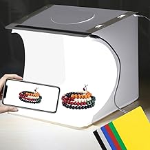 Photo Light Box 10" Portable Folding Photography Light Tent kit with 2 Light Bar -40pcs LED Light and 6 Kinds Color Backgrounds for Small Size Items (10 inch - White)