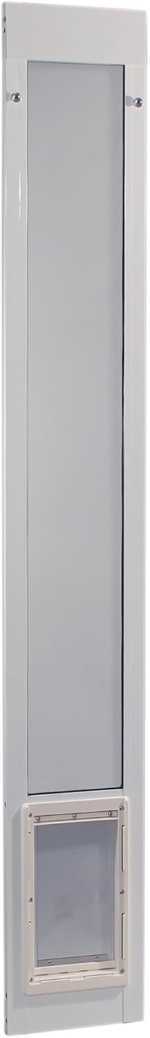 Ideal Pet Products Aluminum Pet Patio Door, Adjustable Height 77-5/8" to 80-3/8", 7" x 11-1/4" Flap Size, White