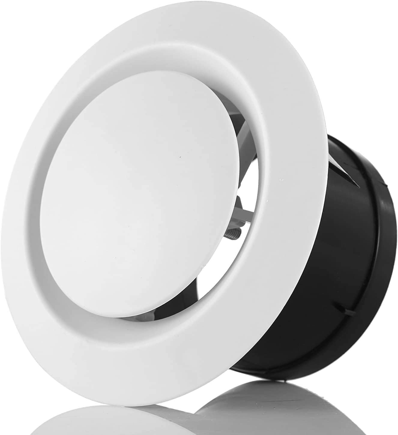 Hon&Guan 4 Inch Adjustable Air Vent Covers 100mm Ceiling Vent Indoor Vent Covers for Walls Closeable Round Ventilation Cover for Caravans, Cooling and Ventilation Systems