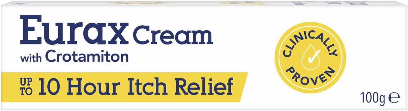 Eurax Itch Relief Cream, Hydrating Relief from Itchy & Irritated Skin, Alleviates Itching from Rashes, Eczema, Dermatitis & Chickenpox, Dermatologist Recommended, Contains Crotamiton, 1 x 100g