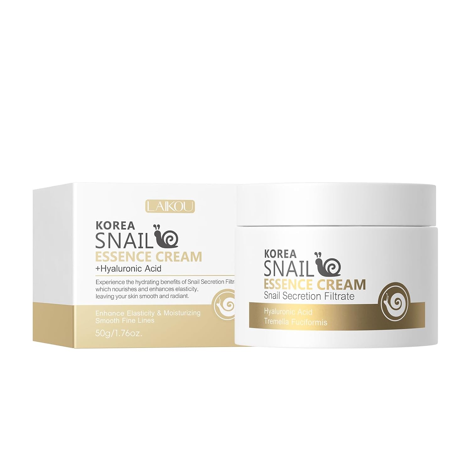 LAIKOU Korean Snail Essence Cream, Face Moisturizer, Moisturizer Face Cream, Korean Moisturizer for All Skin Types Hydrating Firming Moisturizing Gentle 50g/1.76oz.