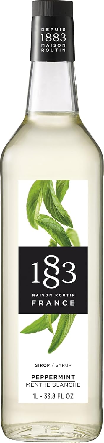 1883 Peppermint Syrup for Drinks, Made in France, 1 Liter Plastic Bottle