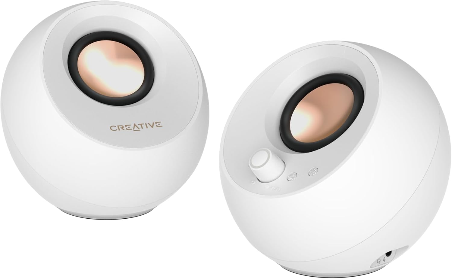 CREATIVE Pebble Pro Minimalist 2.0 USB-C Computer Speakers with Bluetooth 5.3 and Customizable RGB Lighting, Clear Dialog and BassFlex Tech, USB Audio, Headset Port, for PC and Mac