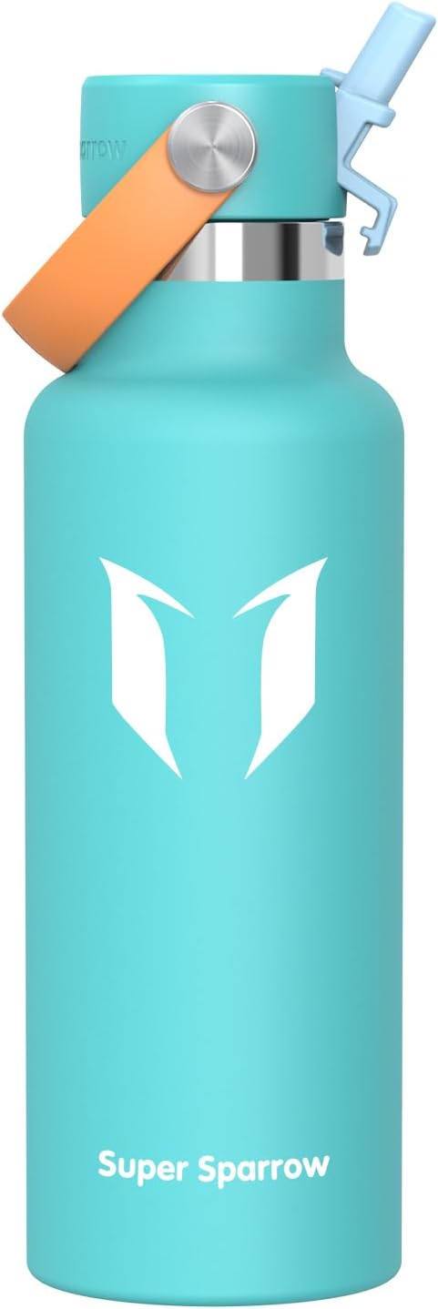 Sparrow Insulated Water Bottle - 350ml/500ml/750ml/1L/1.2L - FlipFlow Metal Water Bottles with Straw Lid - BPA Free - Leakproof Stainless Steel Flask for Sport, Gym, School, Outdoor, Travel