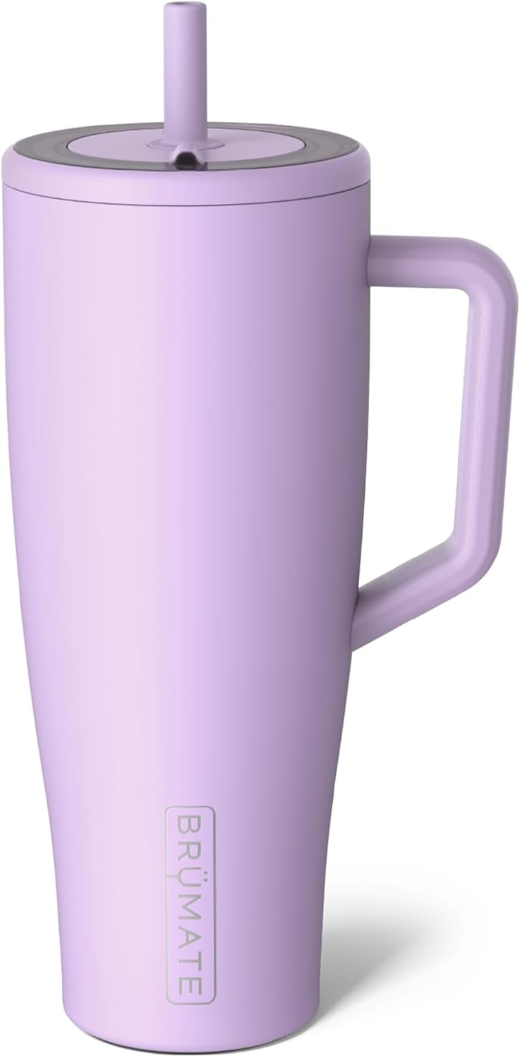 BrüMate Era 40 oz Tumbler with Handle and Straw | 100% Leakproof Insulated Tumbler with Lid and Flexible SoftSip Straw | Made of Stainless Steel | Cup Holder Friendly Base | 40oz (Lavender)