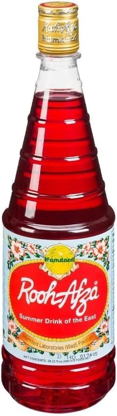 Hamdard Rooh Afza Drink Summer Drink Of the East Delicious Rose Syrup Dessert Syrup Essence Of Roses For Exquisite Beverages 800ML Pack Of 1