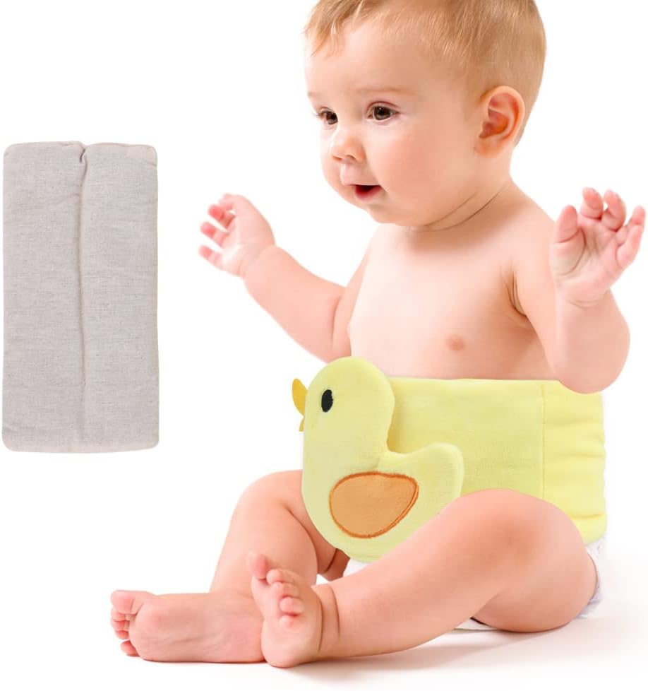Hilph Baby Colic Relief, Reusable Heated Tummy Wrap for Newborns, Belly Relief by Soothing Warmth, Baby Heating Pad Swaddling Belt for Gas Relief, Upset Stomach, Baby Reflux - Yellow Duck