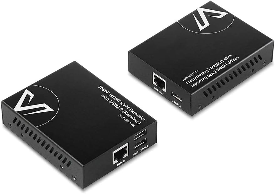 AV Access HDMI KVM USB Extender Over Cat5e/6/6a/7 260ft/80M, 2 USB2.0 Ports, Zero-Latency, Plug and Play, No Driver, Supports All Operating System, Keyboard and Mouse USB Over Ethernet