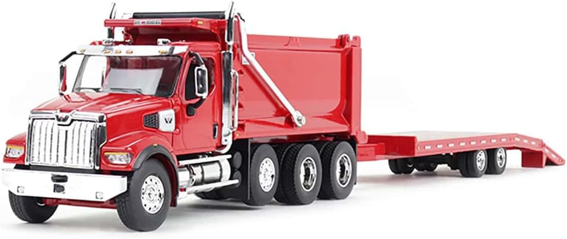First Gear 1/64 Red Western Star 49X w/Ox Bodies Dump & Beaver Tail Trailer, DCP 60-1884