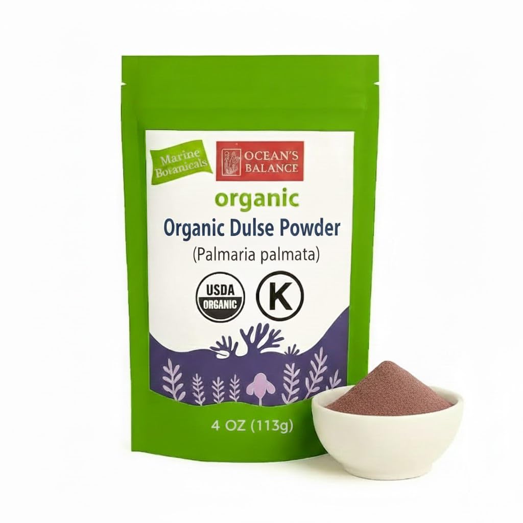 Ocean’s Balance Organic Dulse Powder - Atlantic Ocean Sea Vegetables, Perfect for Keto Diet, Paleo Diet, Vegetarian Lifestyle or Vegan Diet - Gluten Free (4 Ounce)