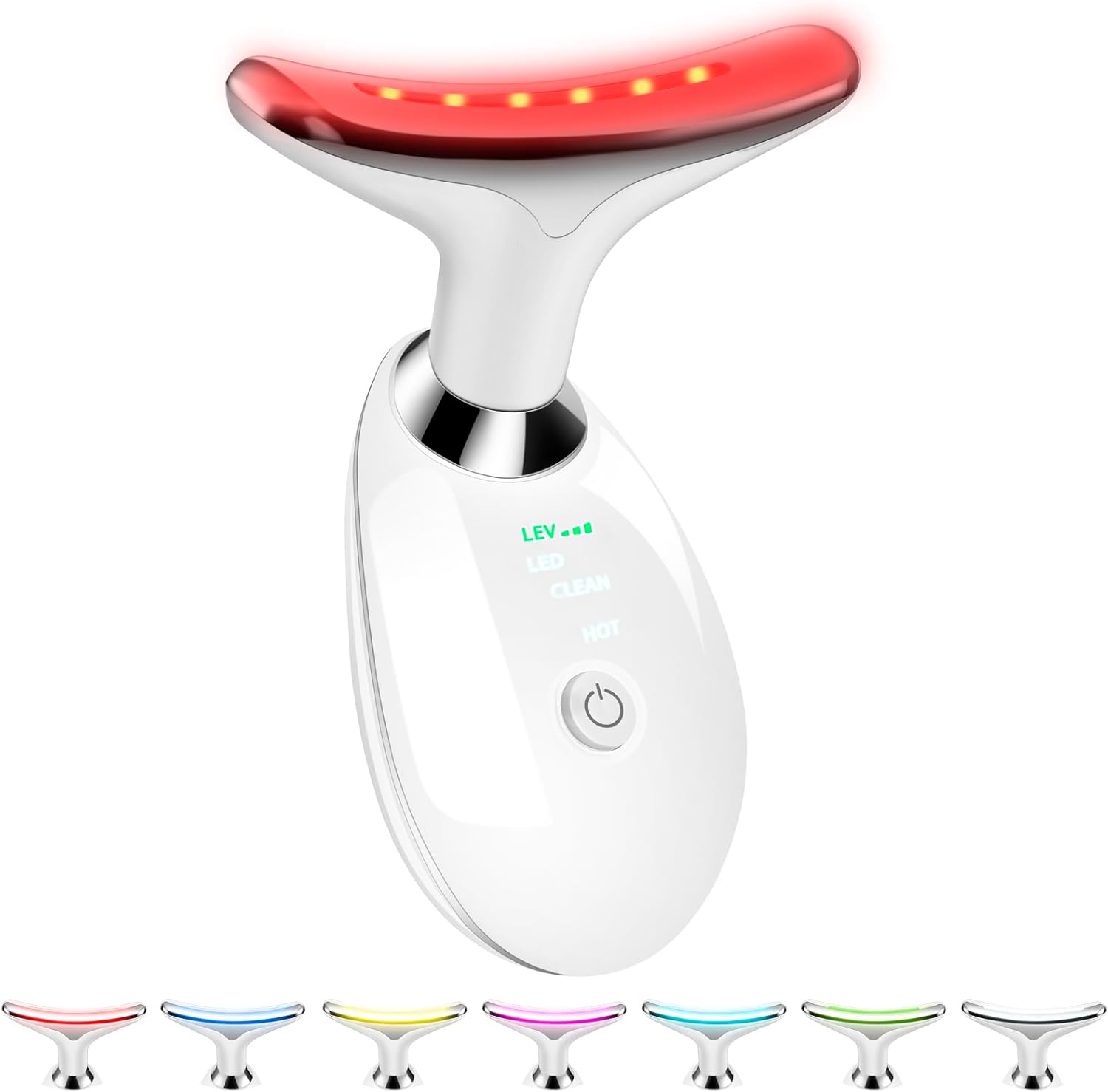 VGY Face and Neck Therapy Tool, 7-in-1 Color Red Light Therapy Wand for Skin Care, White