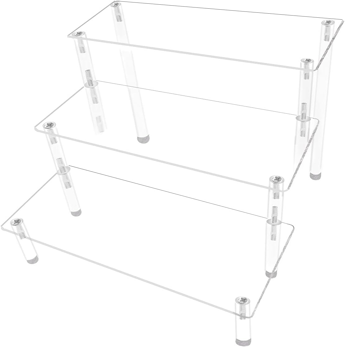 Acrylic Display Risers,Clear Display Risers Stand Small Mini Shelf 3 Tiered Cupcake Stand for Food Desserts Stand Shelves for Party Perfume Organizer Toys Figures Collections Cosmetic Products Tabletop Use