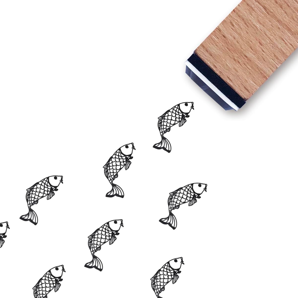 Koi Carp Rubber Stamp, 3/5 Inch Small Mini Stamp for Scrapbooking Card Making Planner