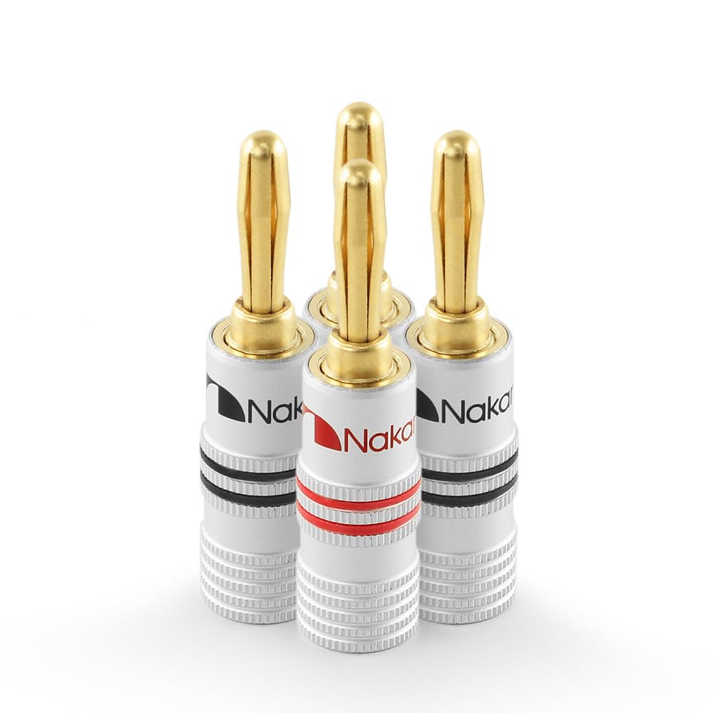 Nakamichi GrubLock Excel Series 24k Gold Plated Banana Plugs, 10-18 AWG