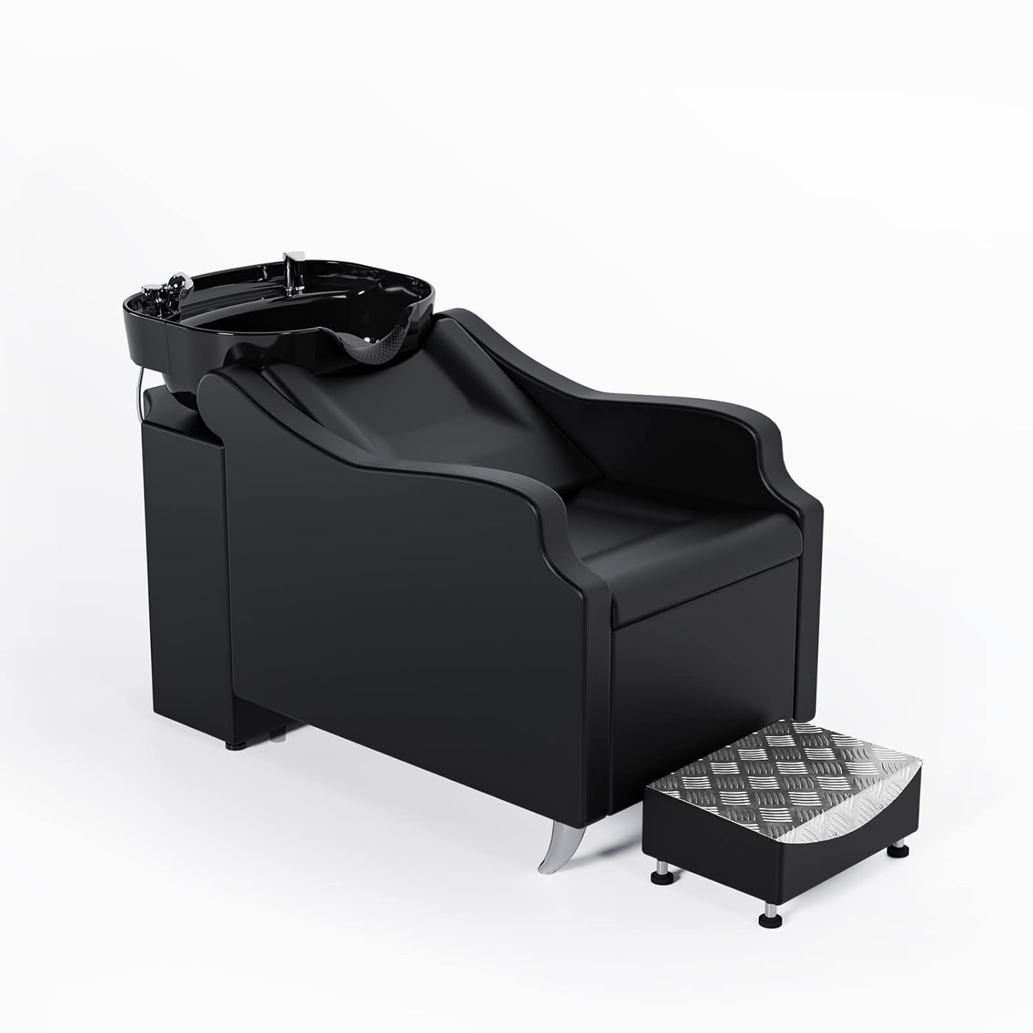 OmySalon Shampoo Backwash Unit with Large Porcelain Bowl, Salon Sink Hair Wash Chair Shampoo Station, Barbershop Beauty Spa Massage Hairdressing Equipment