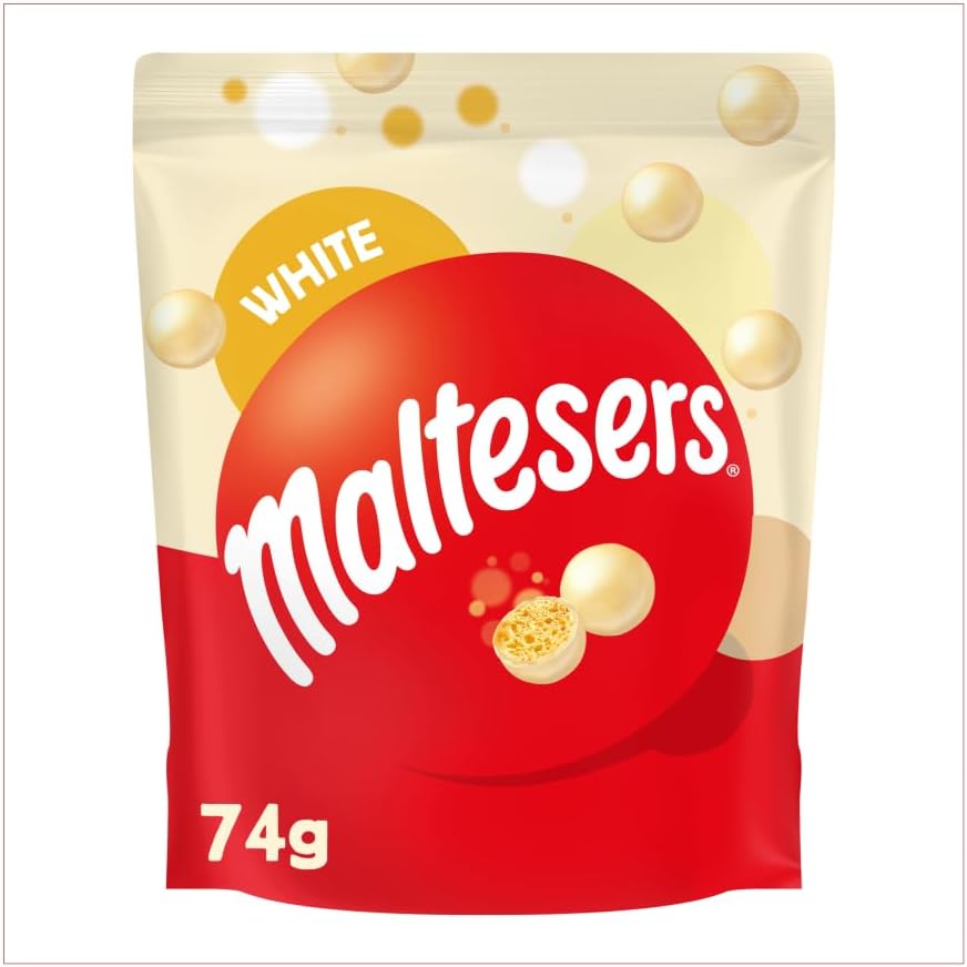 Maltesers White Chocolate Honeycomb Bite Sweets Chocolate Sharing Pouch 74g