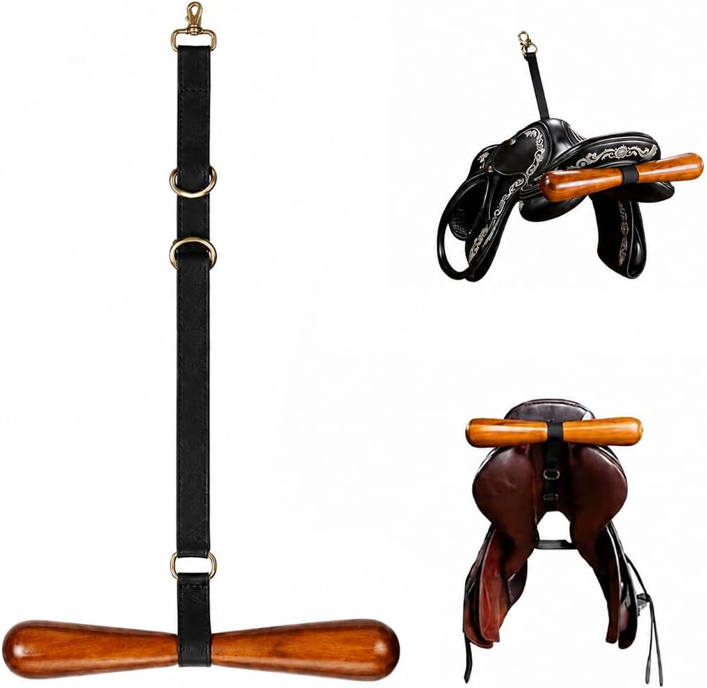 1 Pcs Saddle Rack, T Bar Saddle Hanger and Horse Tack Storage for Home Stables, Adjustable Wall Mounted Horse Tack Storage, Portable Stand for Western and English(Black)