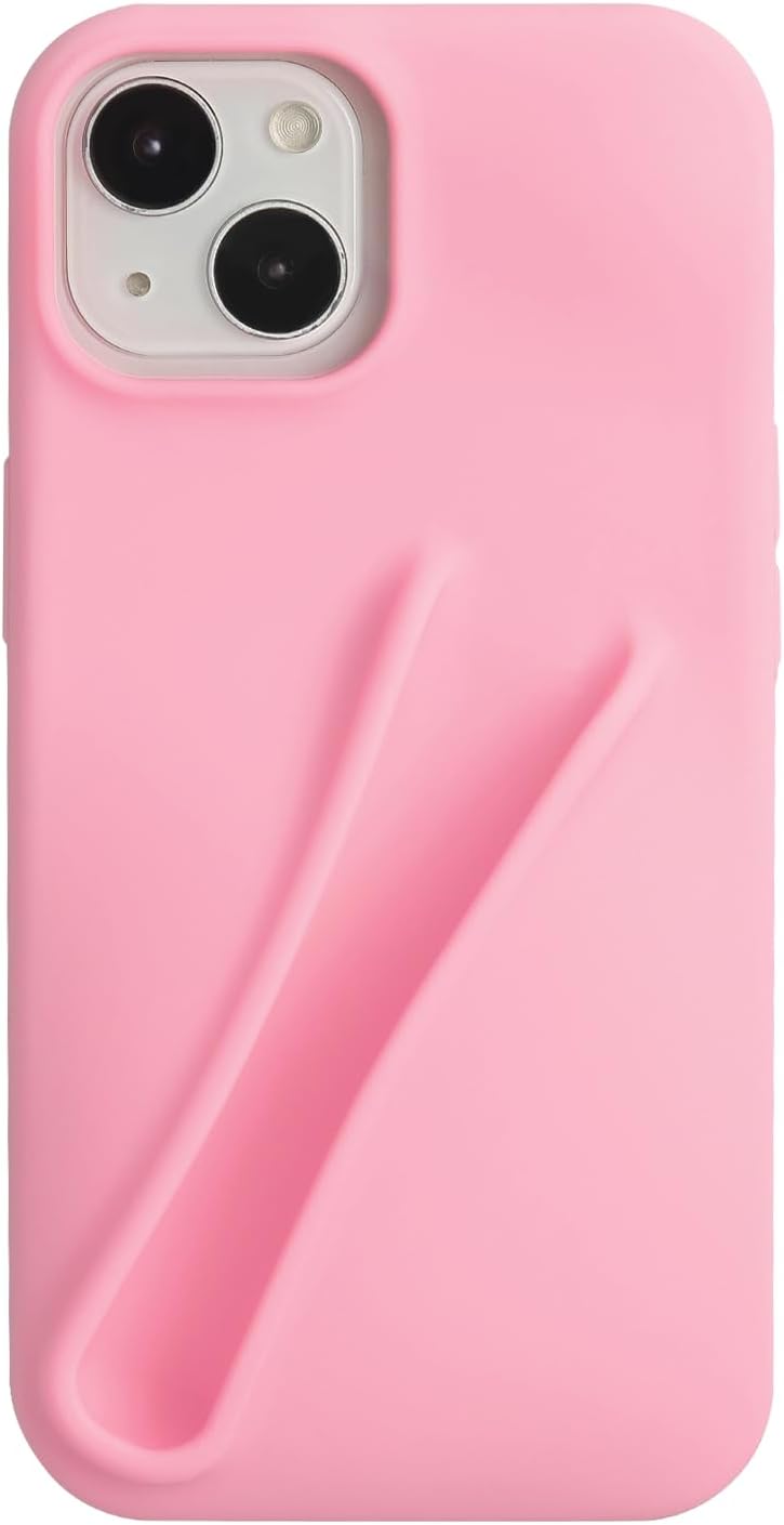 TRADAY Pink Lip Gloss Phone Case for iPhone 15 for Women Girls Protective Silicone Shockproof Slim Funny Stylish Phone Case Compatible with iPhone 15（Pink）