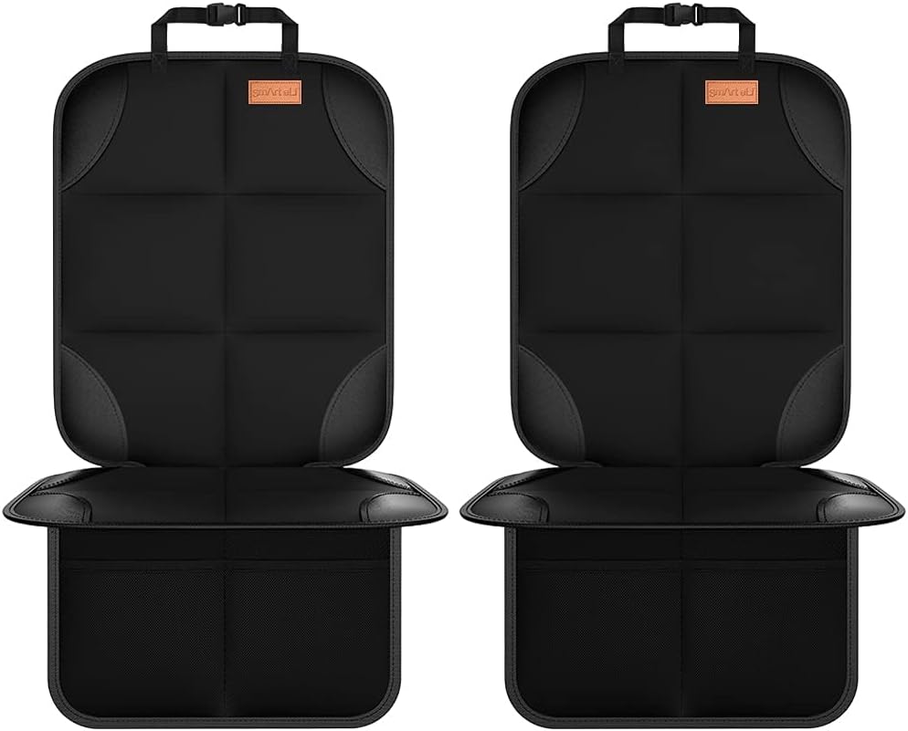 SMART ELF 2 pack Car Seat Protector - for kids, Child with Waterproof Fabric & Thickest Padded Cover & Featuring Best Size Coverage Available & Organiser Pockets - Fits Isofix