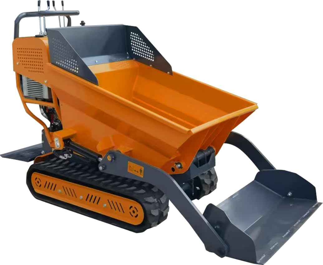 1100Lbs Capacity Track Dump Cart Dump Barrow 208cc 6.5HP B&S Engine Hydraulic for Material Hauler, Garden Dump Cart, Landscaping, Farm and Construction, US Stock