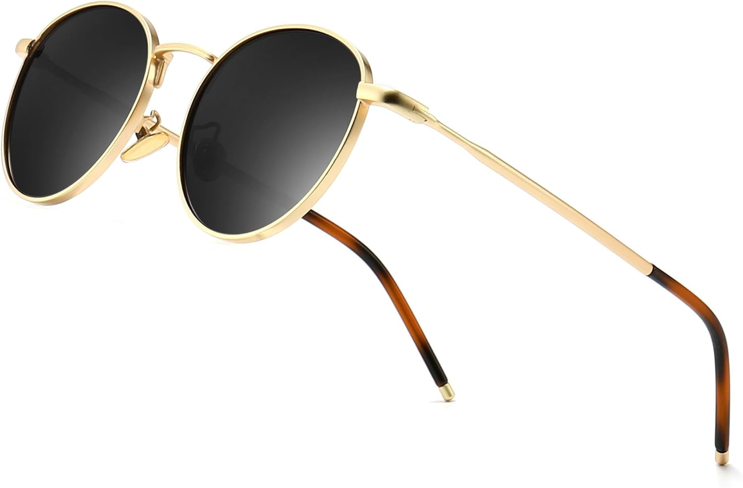SUNGAIT Ponderable Metal Round Sunglasses for Men Women Classic Vintage Polarized Circle Sun Glasses